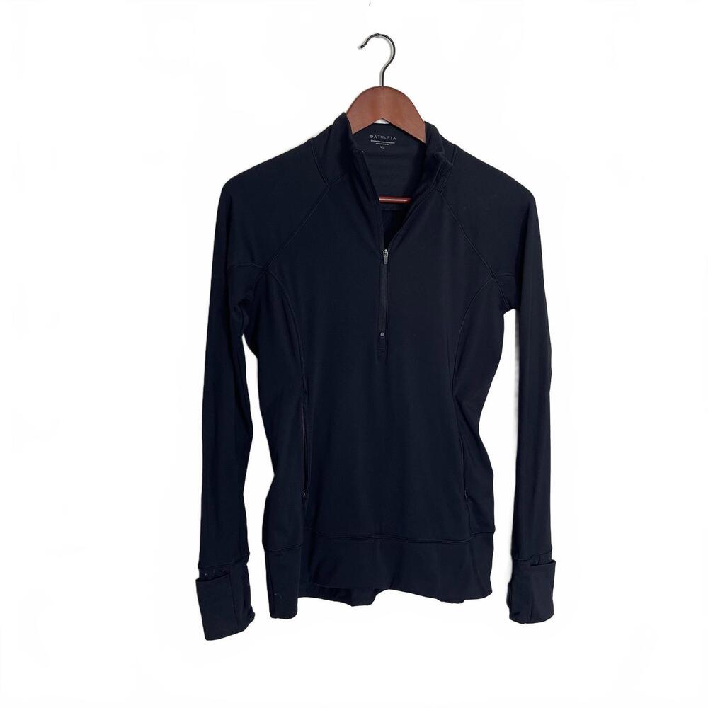 Athleta Black Long Sleeve Quarter Zip Pullover Top XS | Activewear Gymwear Yoga